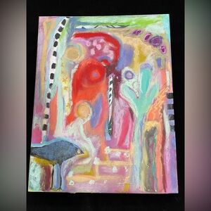 "Seeking Joy”Original , Mixed Media Large Pastel Painting On Canvas 18”x14”